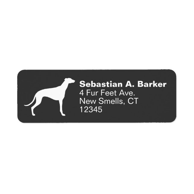 Greyhound Hund Silhouette Returadress Returadress Etikett (Framsidan)