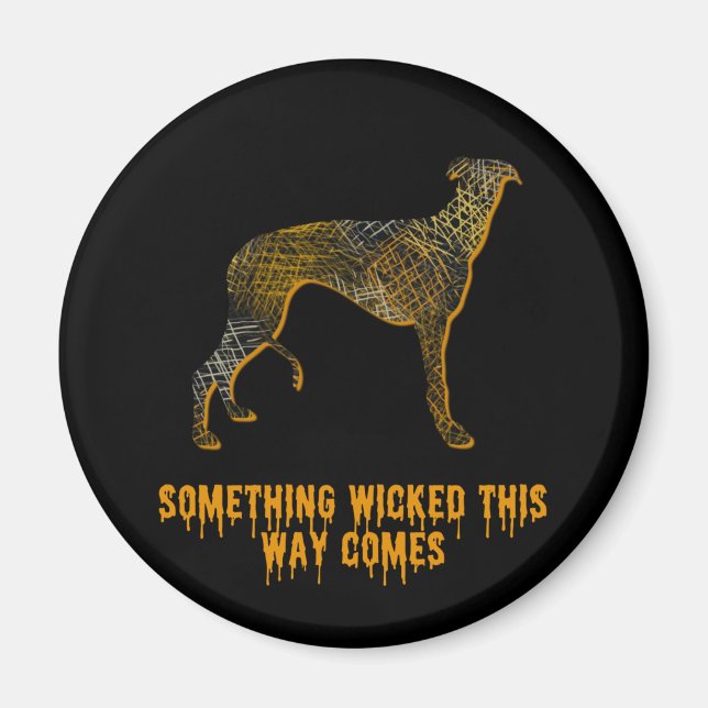 Greyhound Hund Silhouette Roligt Halloween Magnet (Framsidan)