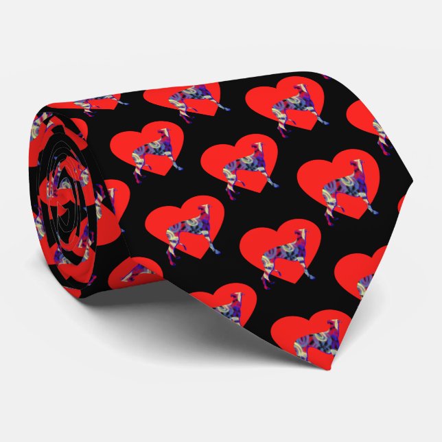 Greyhound Hund Silhouette Valentines Day Heart Tie Slips (Rullad)
