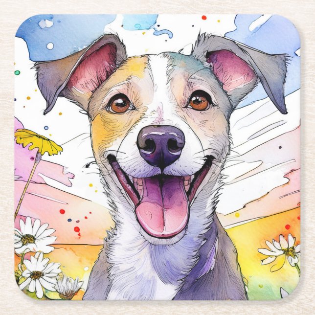 Greyhound Hund Underlägg Papper Kvadrat (Framsidan)