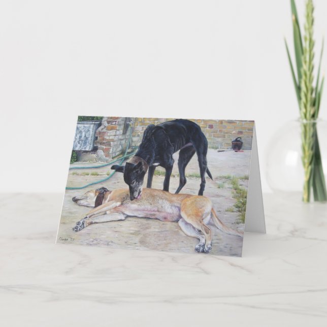 greyhound hundar-landskapet realist art kort (Framsida)