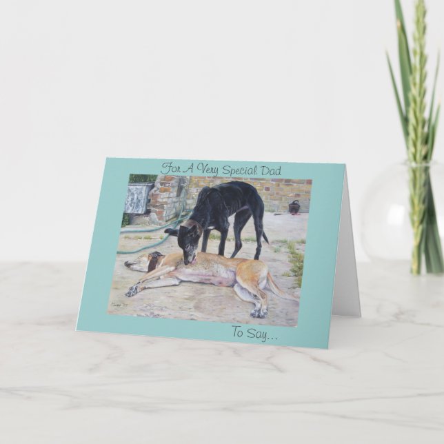 greyhound hundar landskapskonst fars dag kort (Framsida)