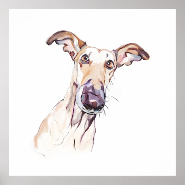 Greyhound Husdjursminne, Akvarell Poster (Framsidan)