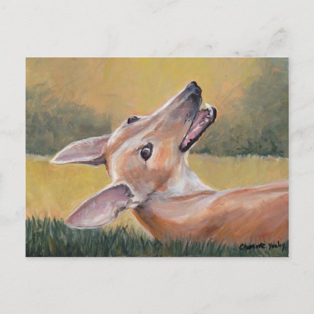 Greyhound i Grass Hund Art Postcard Vykort (Framsida)