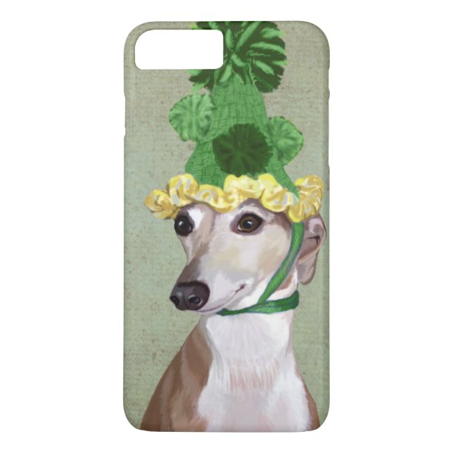Greyhound i grön stickad mössa Case-Mate iPhone skal (Baksida)