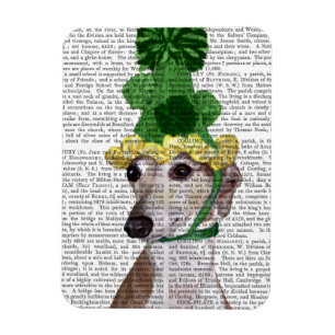 Greyhound i Grönt Knitting Hat 2 Magnet