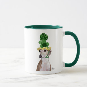 Greyhound i Grönt Knitting Hat 2 Mugg