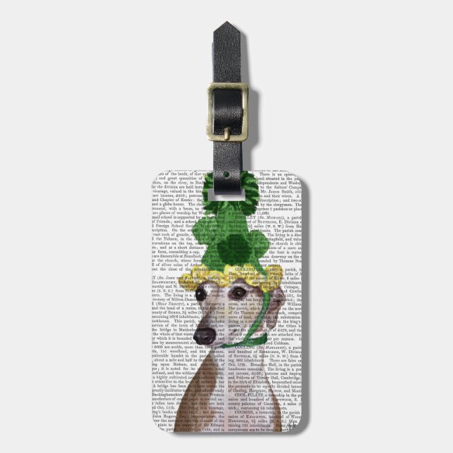 Greyhound i Grönt Knittkunnig Hat 2 Bagagebricka (Vertikal Framsida)