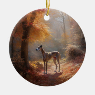Greyhound i Höst löv Fall Inspire Julgransprydnad Keramik