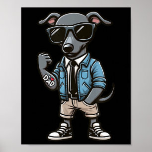 Greyhound I Kärlek Pappa Rolig hund Tattoo Poster