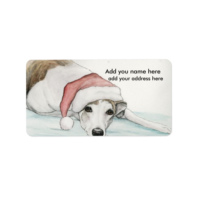 Greyhound i Santa Hat-Adressetiketter Adressetikett (Framsidan)