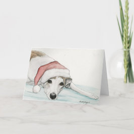 "Greyhound in Santa Hat"-Hund, julkort Helgkort