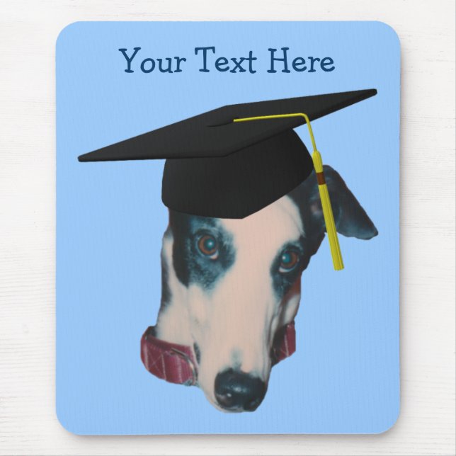 Greyhound in Studentmössa Rolig hund Mousepad Musmatta (Framsidan)