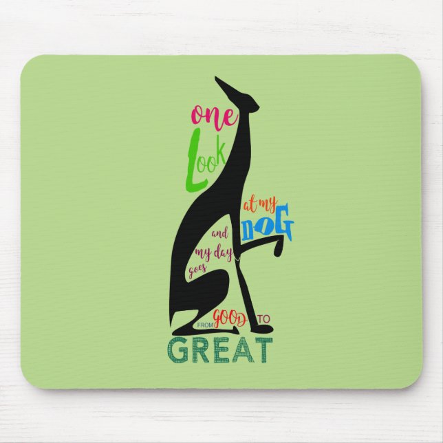 Greyhound Italienska Silhouette Kärlek Min Hund Sn Musmatta (Framsidan)