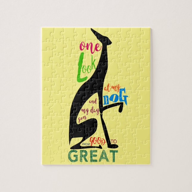 Greyhound Italienska Silhouette Kärlek Min Hund Sn Pussel (Vertikal)