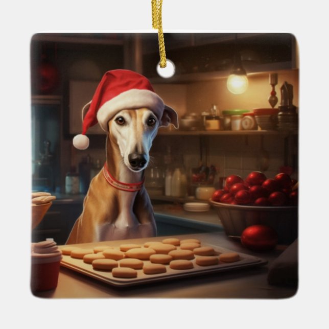 Greyhound jul Cookies Helgdag Julgransprydnad Keramik (Framsida)
