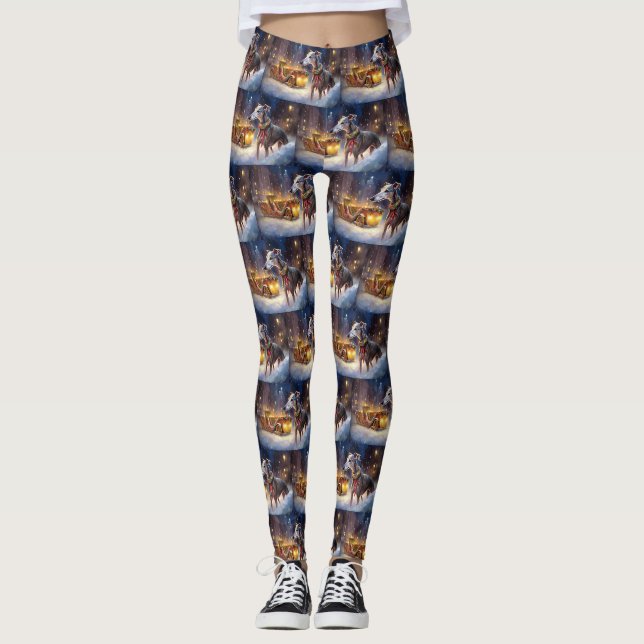 Greyhound jul firande säsong leggings (Framsida)