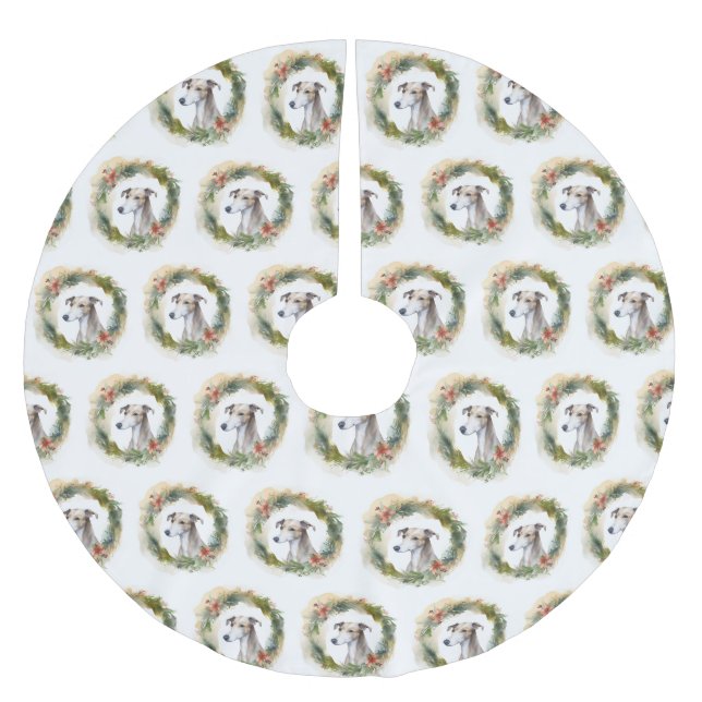 Greyhound-jul Utandning Festive Valp Julgransmatta Borstad Polyester (Framsidan)