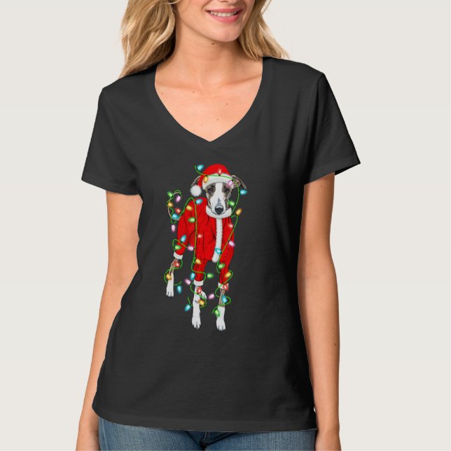 Greyhound Julafton Lighting Santa Hat Greyhound Ch T Shirt (Framsida)