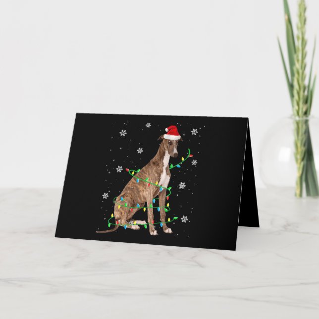greyhound julbelysning söt tomte greyhound helgkort (Framsida)