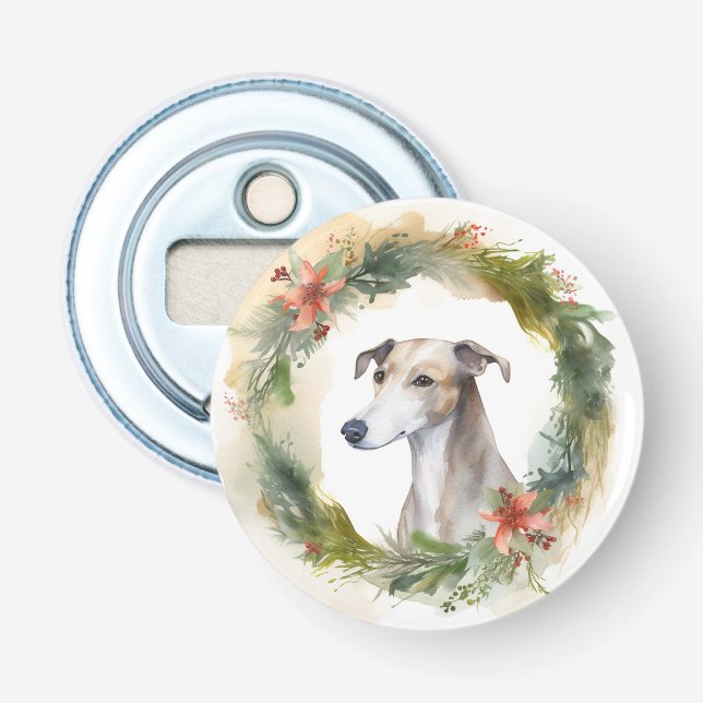 Greyhound Julkrans Festliga Valp Flasköppnare (Framsidan)