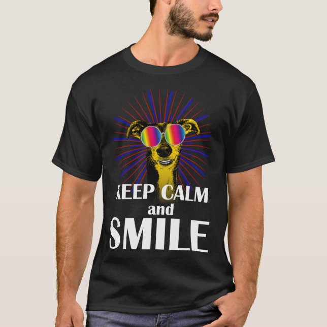 Greyhound  Keep Calm & Smile  Galgo Greyhound Hipp T Shirt (Framsida)