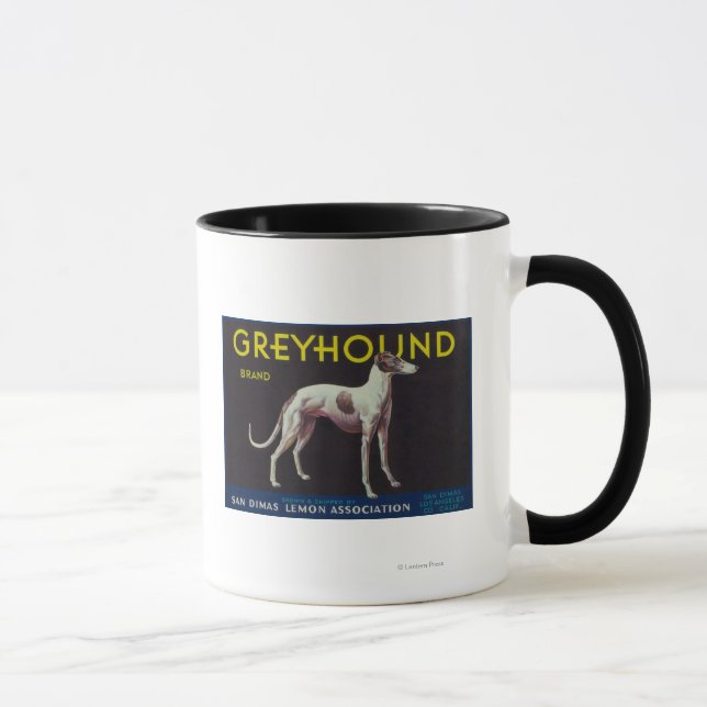 Greyhound Lemon LabelSan Dimas, CA Mugg (Höger)