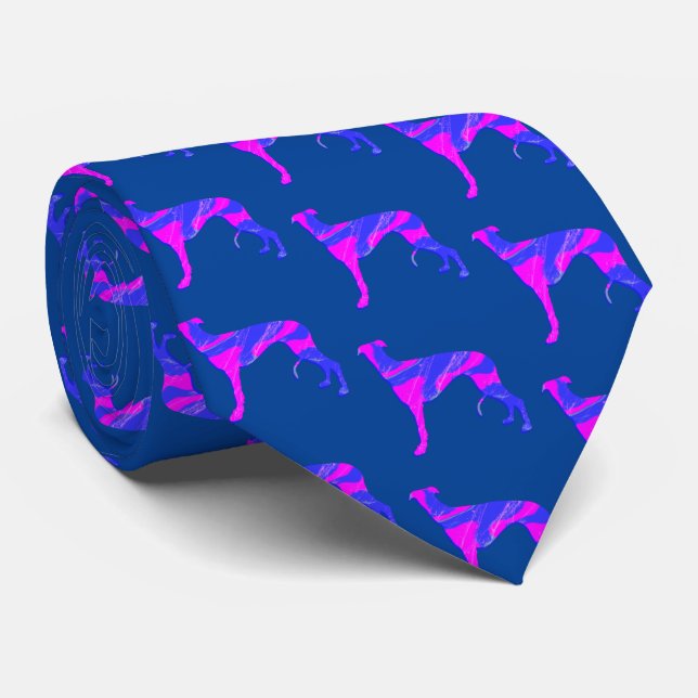 Greyhound Lurcher Hund Rosa Silhouette Blue Nacke Slips (Rullad)