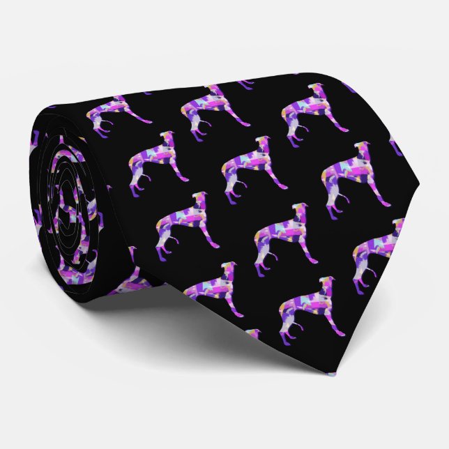 Greyhound Lurcher Hund Silhouette Lila Black Nacke Slips (Rullad)