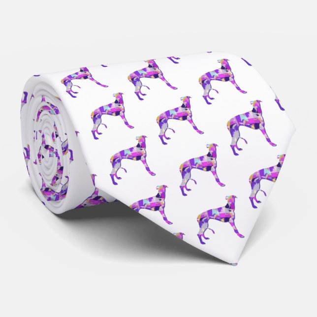 Greyhound Lurcher Hund Silhouette Lila White Nacke Slips (Rullad)