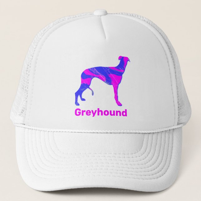 Greyhound / Lurcher Hund Silhouette Shock rosa & B Keps (Framsida)