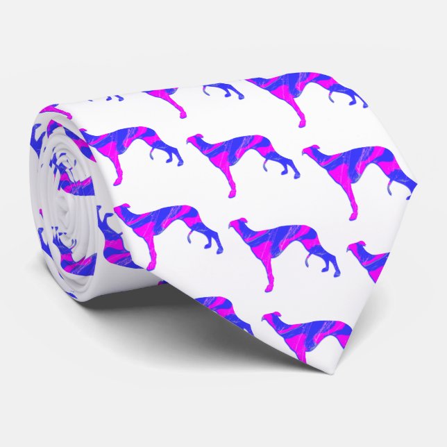 Greyhound Lurcher Rosa Silhouette White Nacke Slips (Rullad)