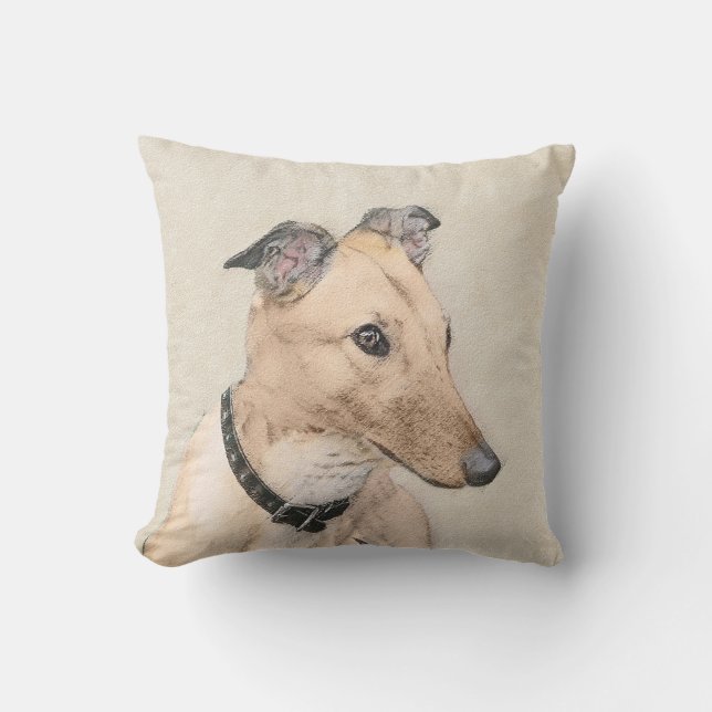 Greyhound-målning - Cute Original Hund Art Kudde (Framsida)