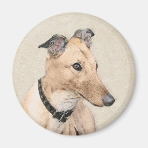 Greyhound-målning - Cute Original Hund Art Magnet
