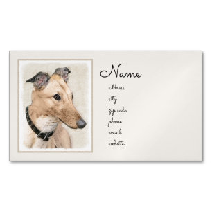 Greyhound-målning - Cute Original Hund Art Magnetiska Visitkort