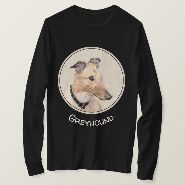 Greyhound-målning - Cute Original Hund Art T Shirt (Design framsida)