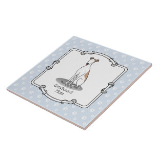 Greyhound Mamma (fawn white) Cute Hund Funny Kakelplatta