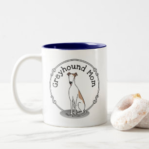 Greyhound Mamma (fawn white) Cute Hund Funny Två-Tonad Mugg