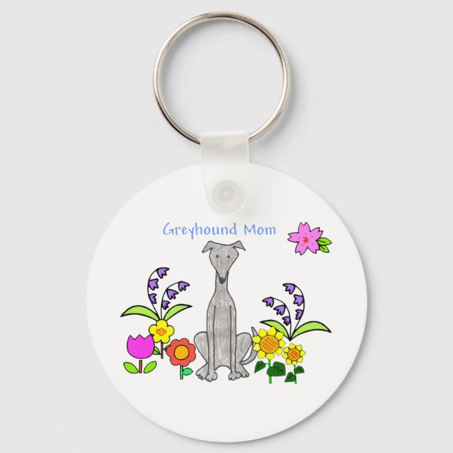 Greyhound Mamma Keychain Nyckelring (Framsida)