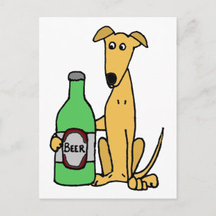 Greyhound med Beer Flaska Vykort