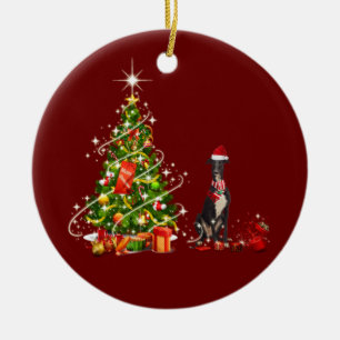 greyhound med Hat Scaft jul Julgransprydnad Keramik