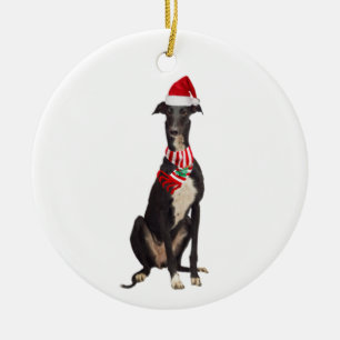 Greyhound med Hat Scaft jul Julgransprydnad Keramik