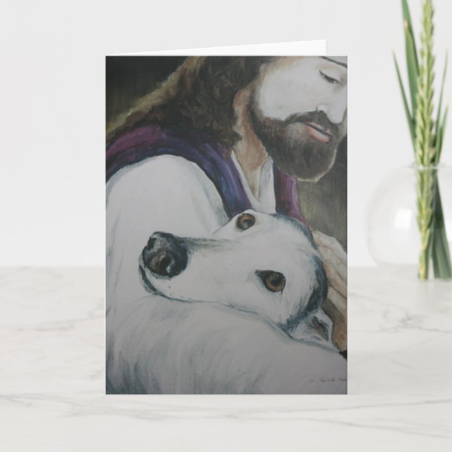 Greyhound med Jesus Hund Art Greeting Card Kort (Framsida)
