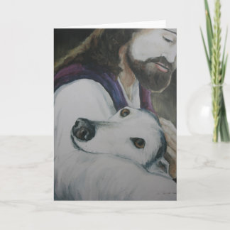 Greyhound med Jesus Hund Art Greeting Card Kort