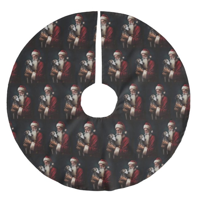 Greyhound med Jultomten julafton Julgransmatta Borstad Polyester (Framsidan)