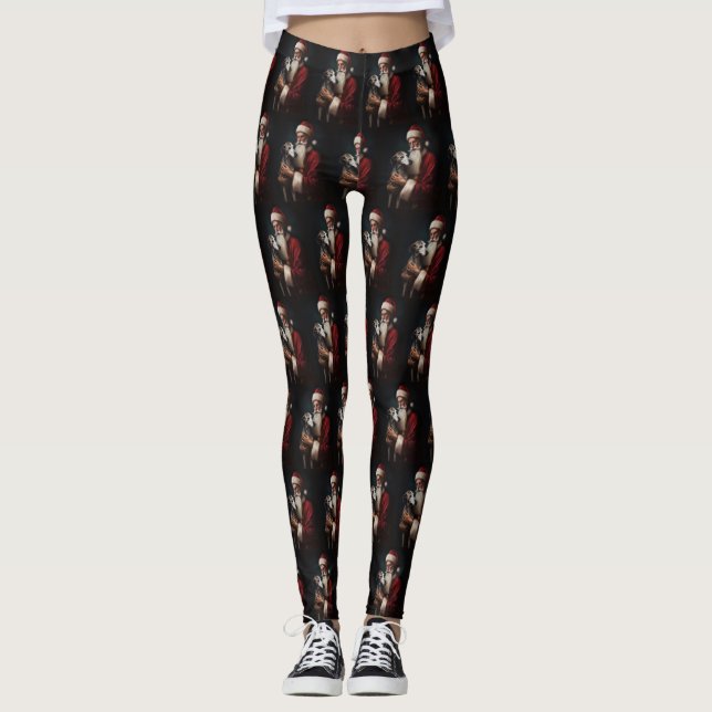 Greyhound med Jultomten julafton Leggings (Framsida)