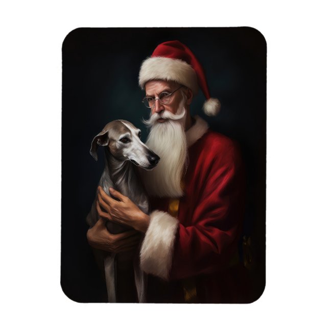 Greyhound med Jultomten julafton Magnet (Vertikal)