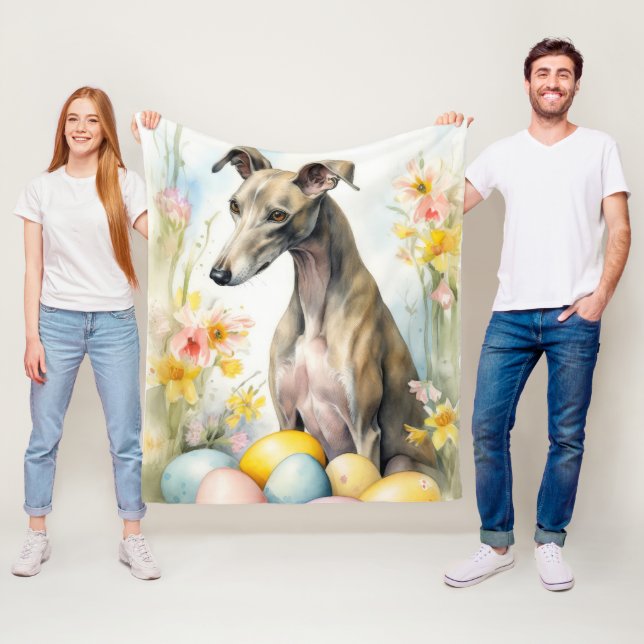 Greyhound med Påskägg Fleecefilt (På plats)