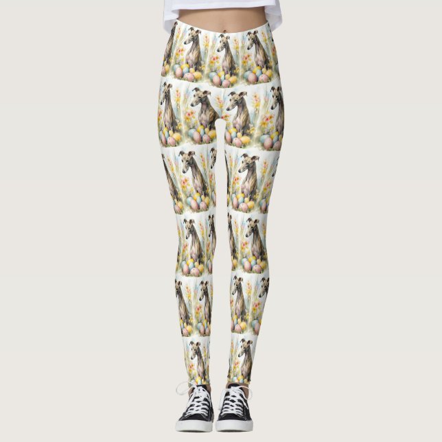 Greyhound med påskägg leggings (Framsida)