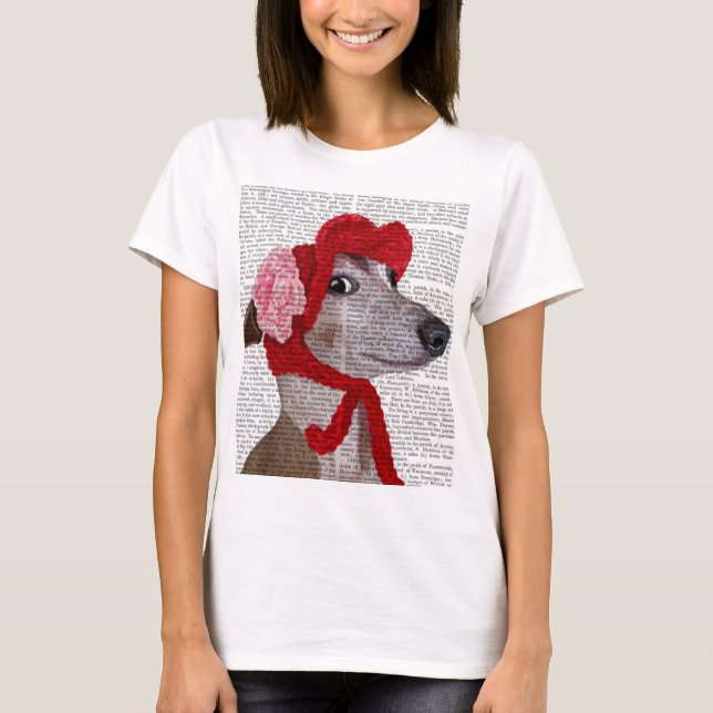 Greyhound med Red Wooly Hat 2 Tröja (Framsida)